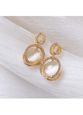 Gold Geometric Design Zircon Round Earrings | thumb picture 