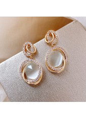 Gold Geometric Design Zircon Round Earrings