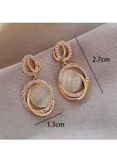 Gold Geometric Design Zircon Round Earrings | thumb picture 