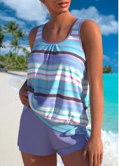 Bowknot High Waisted Multi Stripe Print Tankini Set | thumb picture 
