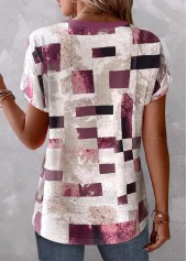 Multi Color Button Geometric Print T Shirt | thumb picture 