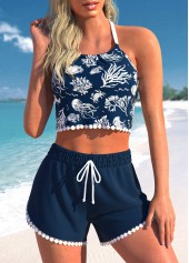 Patchwork Mid Waisted Marine Life Print Bikini Set