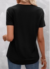 Black Asymmetry Striped Short Sleeve T Shirt