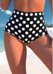 High Waisted Polka Dot Black Bikini Bottom