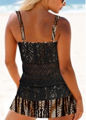 Patchwork Mid Waisted Leopard Black Tankini Set | thumb picture 