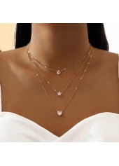 Golden Heart Star Alloy Layered Necklace