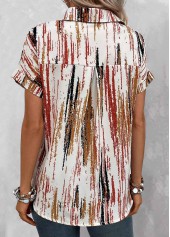 Multi Color Button Striped Short Sleeve Blouse | thumb picture 