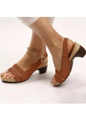 Dark Camel Vamp Band Peep Toe Mid Heel Sandals