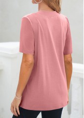 Pink Geometric Print Short Sleeve Fake Two Piece Twinset | thumb picture 