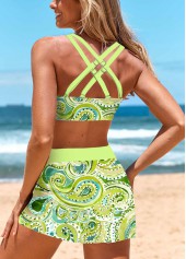 Criss Cross Mid Waisted Paisley Print Bikini Set | thumb picture 