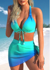 Mesh High Waisted Ombre Cyan Bikini Set | thumb picture 