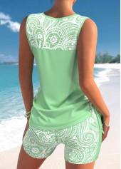 Drawstring Mid Waisted Paisley Print Tankini Set | thumb picture 