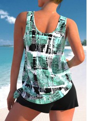 Bowknot Mid Waisted Geometric Print Tankini Set | thumb picture 
