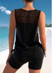 Patchwork Criss Cross Black Tankini Top-No Bottom | picture 2