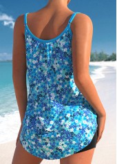 Bowknot Ditsy Floral Print Sky Blue Tankini Top-No Bottom | picture 2