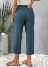 Peacock Blue Pocket Elastic Waist Pants | thumb picture 
