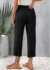 Black Pocket Elastic Waist High Waisted Pants | thumb picture 
