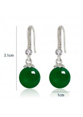 Green Color Round Copper Detail Earrings | thumb picture 