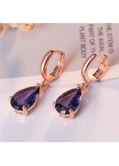 Purple Color Rhinestones Copper Detail Earrings | thumb picture 