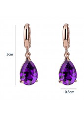 Purple Color Rhinestones Copper Detail Earrings | thumb picture 