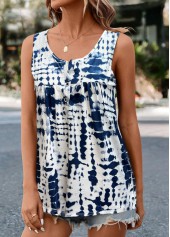 White Ruched Tie Dye Print Tank Top | thumb picture 