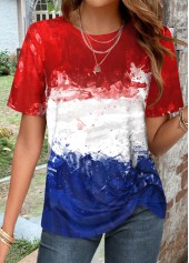 Multi Color Twist Flag Print T Shirt