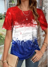 Multi Color Twist Flag Print T Shirt