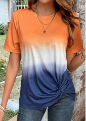 Plus Size Orange Twist Ombre T Shirt