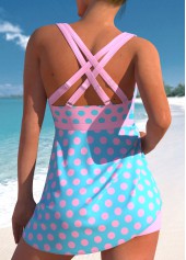 Criss Cross Mid Waisted Polka Dot Pink Swimdress Set | thumb picture 
