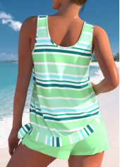Bowknot Mid Waisted Multi Stripe Print Tankini Set | thumb picture 