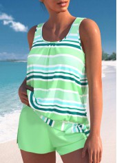 Bowknot Mid Waisted Multi Stripe Print Tankini Set | thumb picture 
