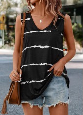 Black Striped V Neck Tank Top | thumb picture 