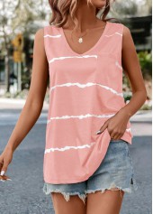 Pink Striped V Neck Tank Top | thumb picture 