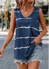 Navy Striped V Neck Tank Top | thumb picture 