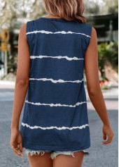 Navy Striped V Neck Tank Top | thumb picture 