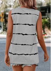 Grey Striped V Neck Tank Top | thumb picture 