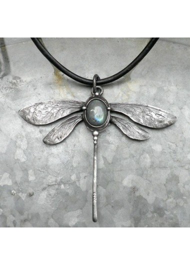 women clothes image of Silver Dragonfly Design Retro Alloy Necklace