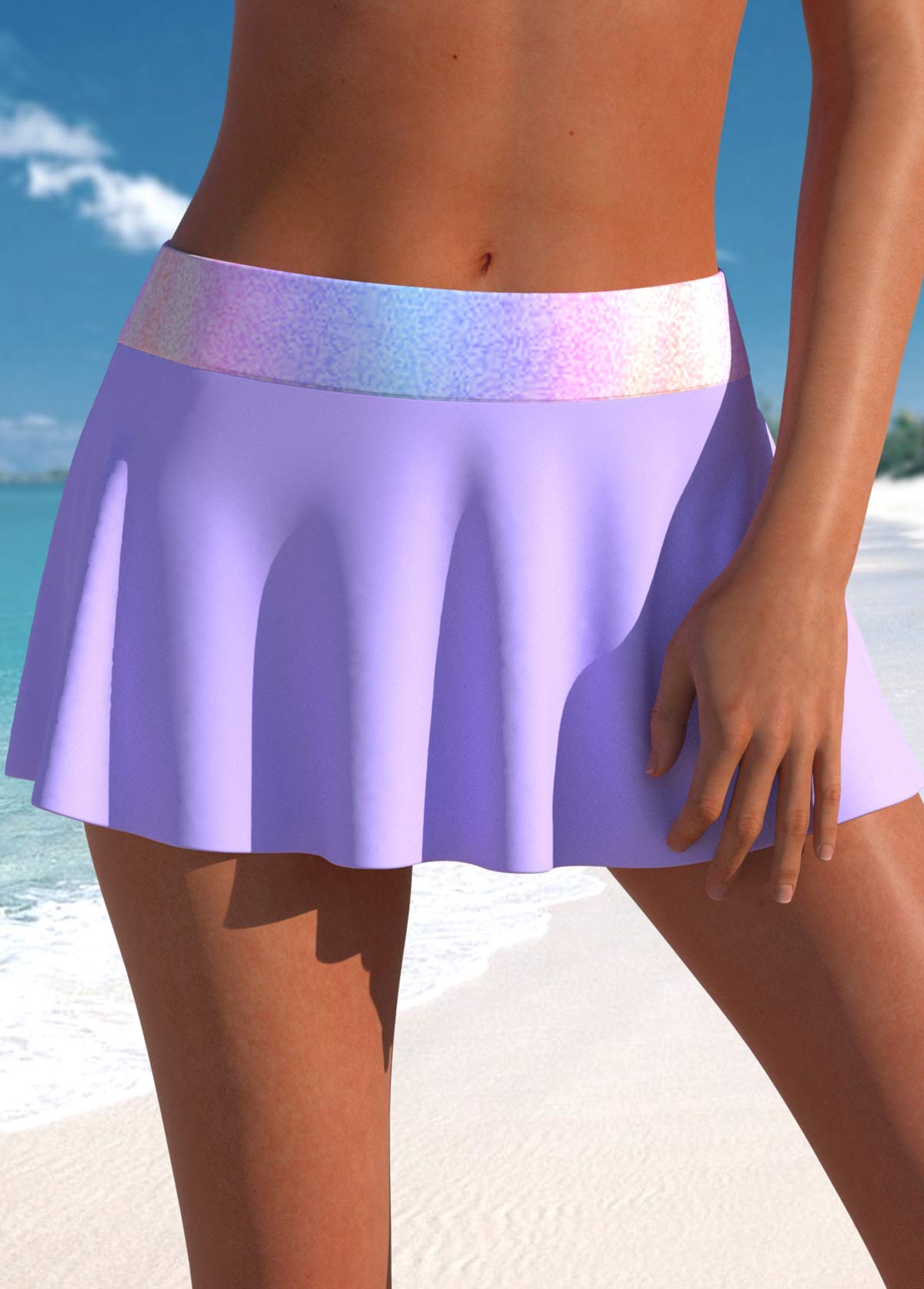 Mid Waisted Ombre Light Purple Pantskirt | linkimg