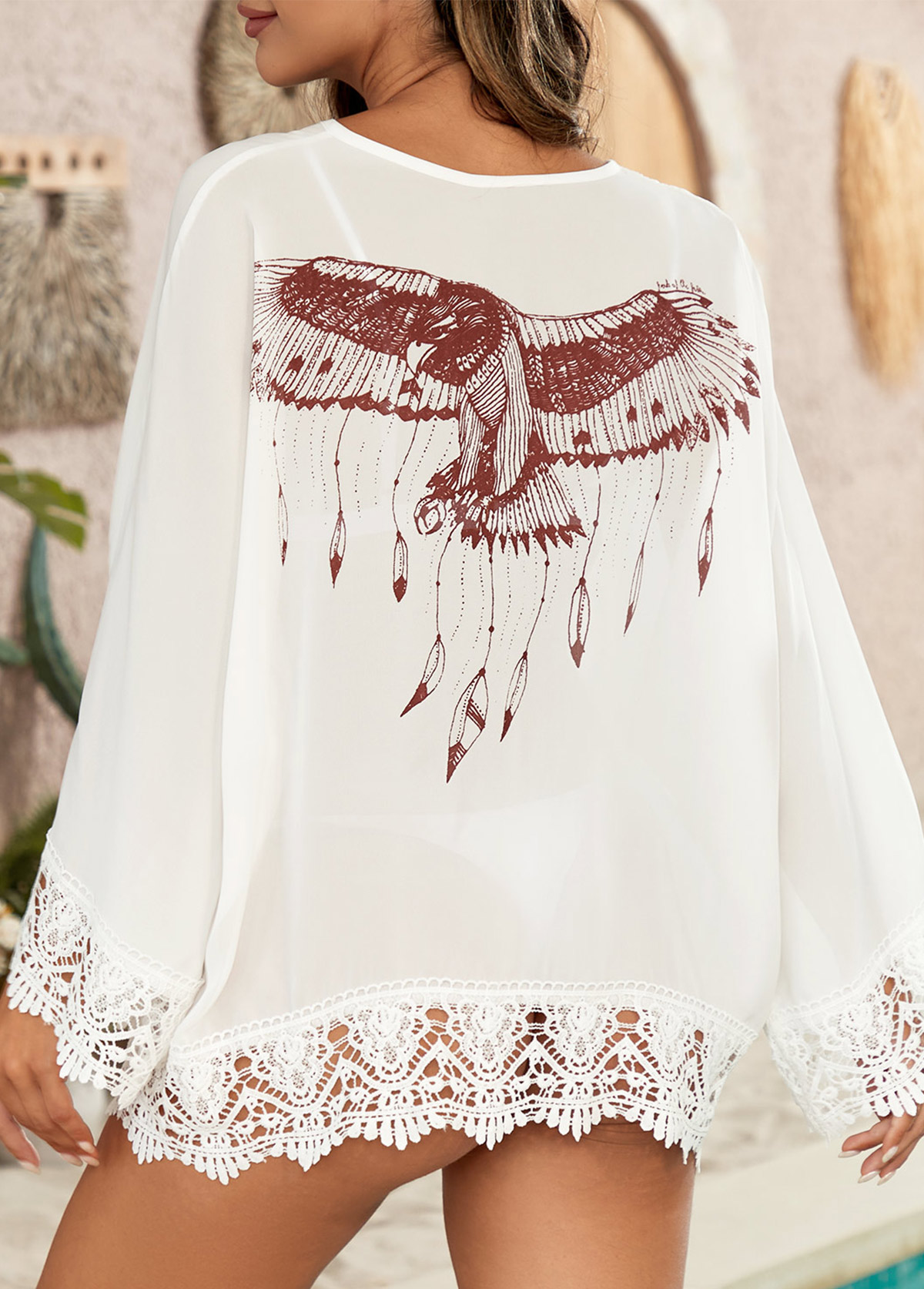Lace White Tie Front Cover Up