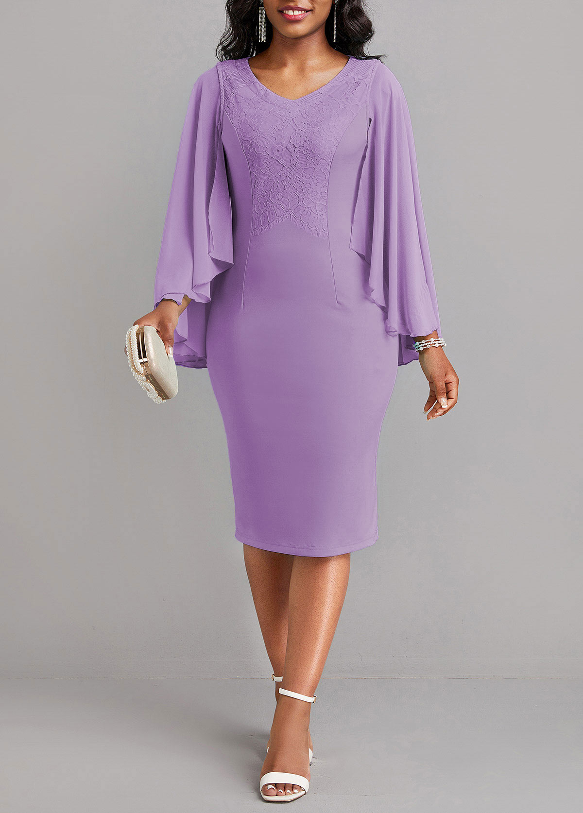 Neon Violet Patchwork Long Sleeve Bodycon Dress