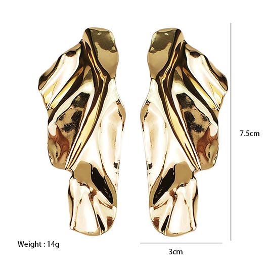 Gold Alloy Asymmetric Shape Detail Earrings