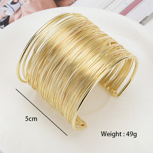Gold Alloy Round Detail Weave Bangle