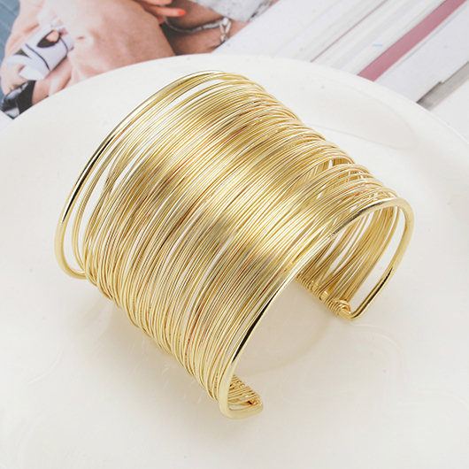 Gold Alloy Round Detail Weave Bangle