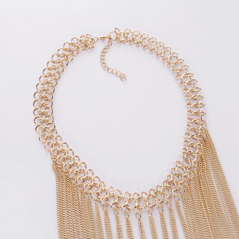 Gold Chain Detail Tassel Design Necklace