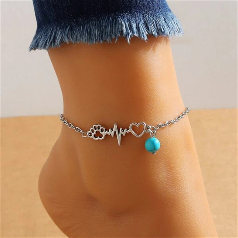 Turquoise Heart Anklets