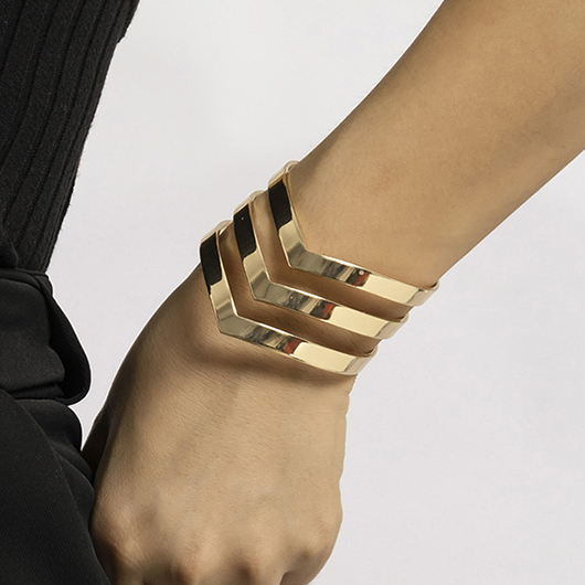Gold Geometric Design Cut Out Bracelet