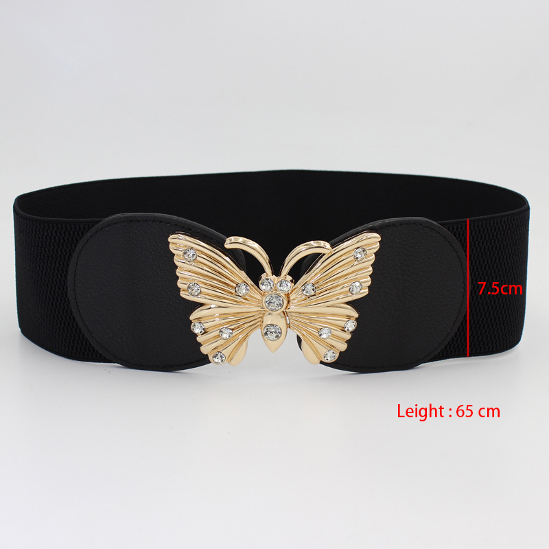 Butterfly Design Patchwork Black Elastic Belt