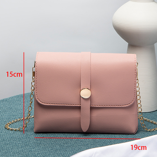 PU Detail Pink Magnetic Chains Crossbody Bag
