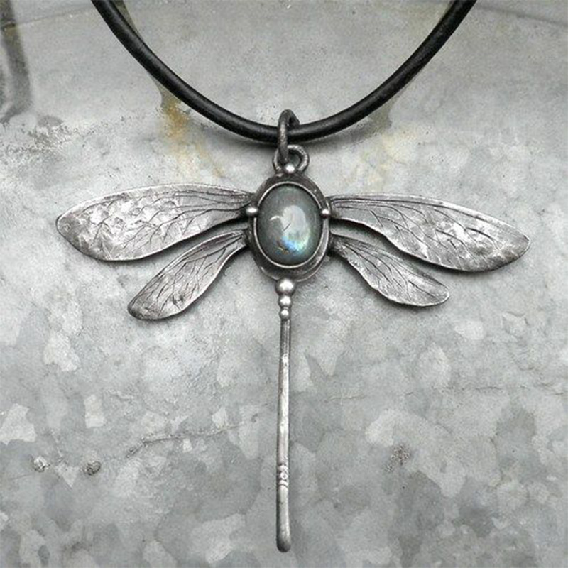 Silver Dragonfly Design Retro Alloy Necklace