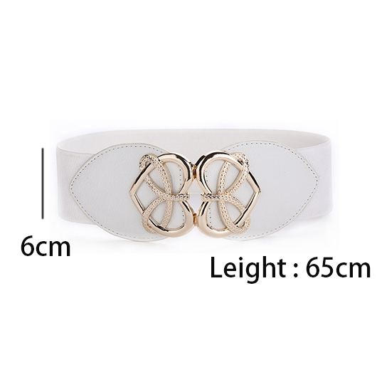 Faux Leather Patchwork White Heart Belt